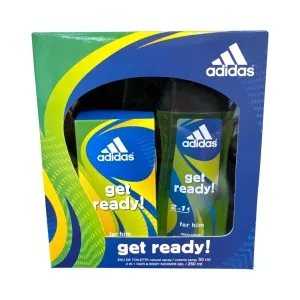 Adidas Get Ready Gift Set - 50ML EDT Spray   250ML Hair & Body Shower Gel (Men)