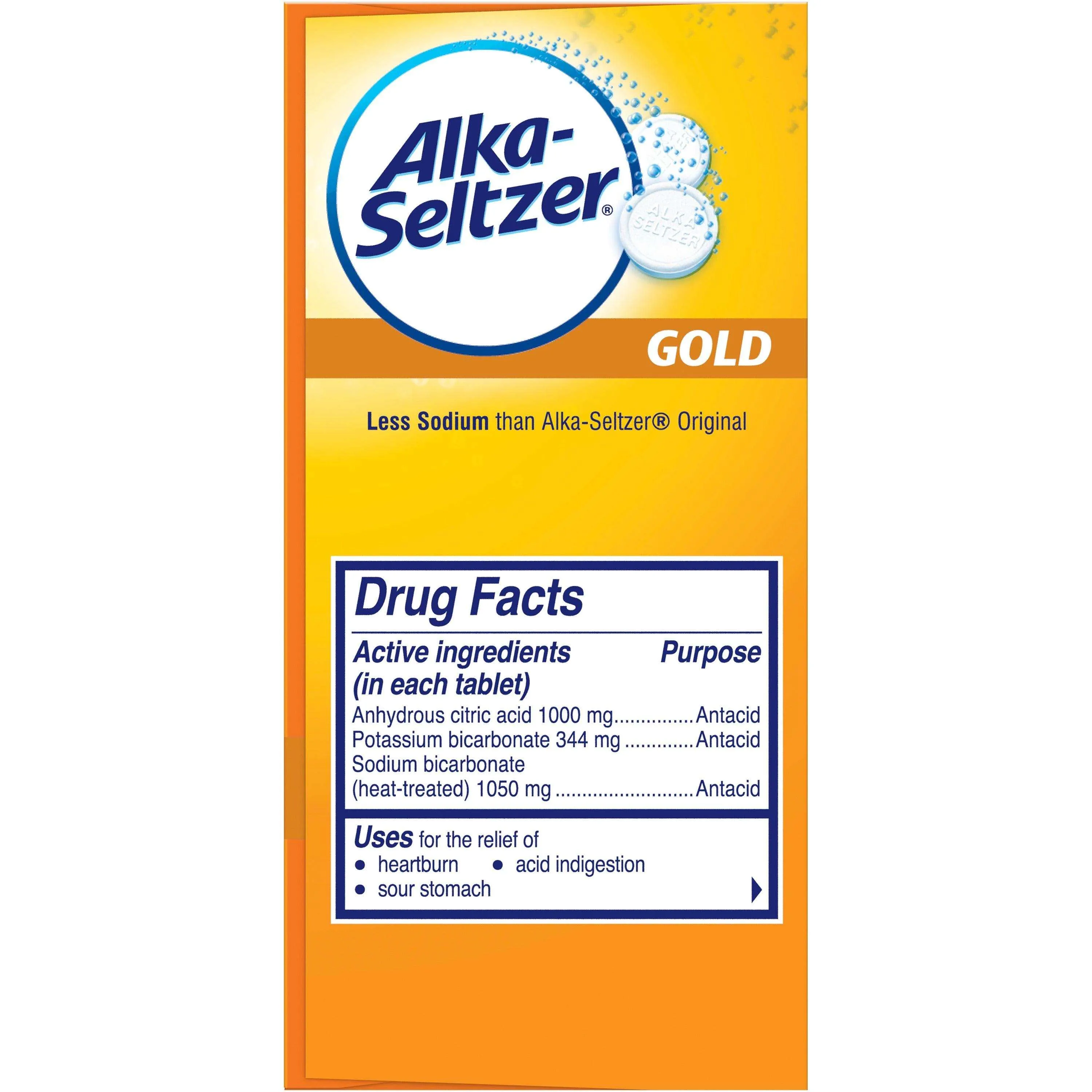 Alka-Seltzer Heartburn Relief Effervescent Tablets Gold - 36 Count