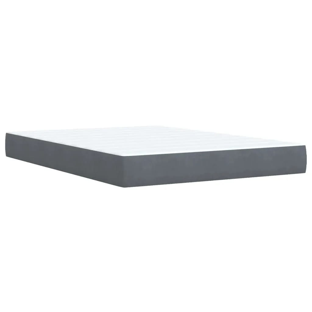 Box Spring Bed with Mattress Dark Grey 140x200 cm Velvet