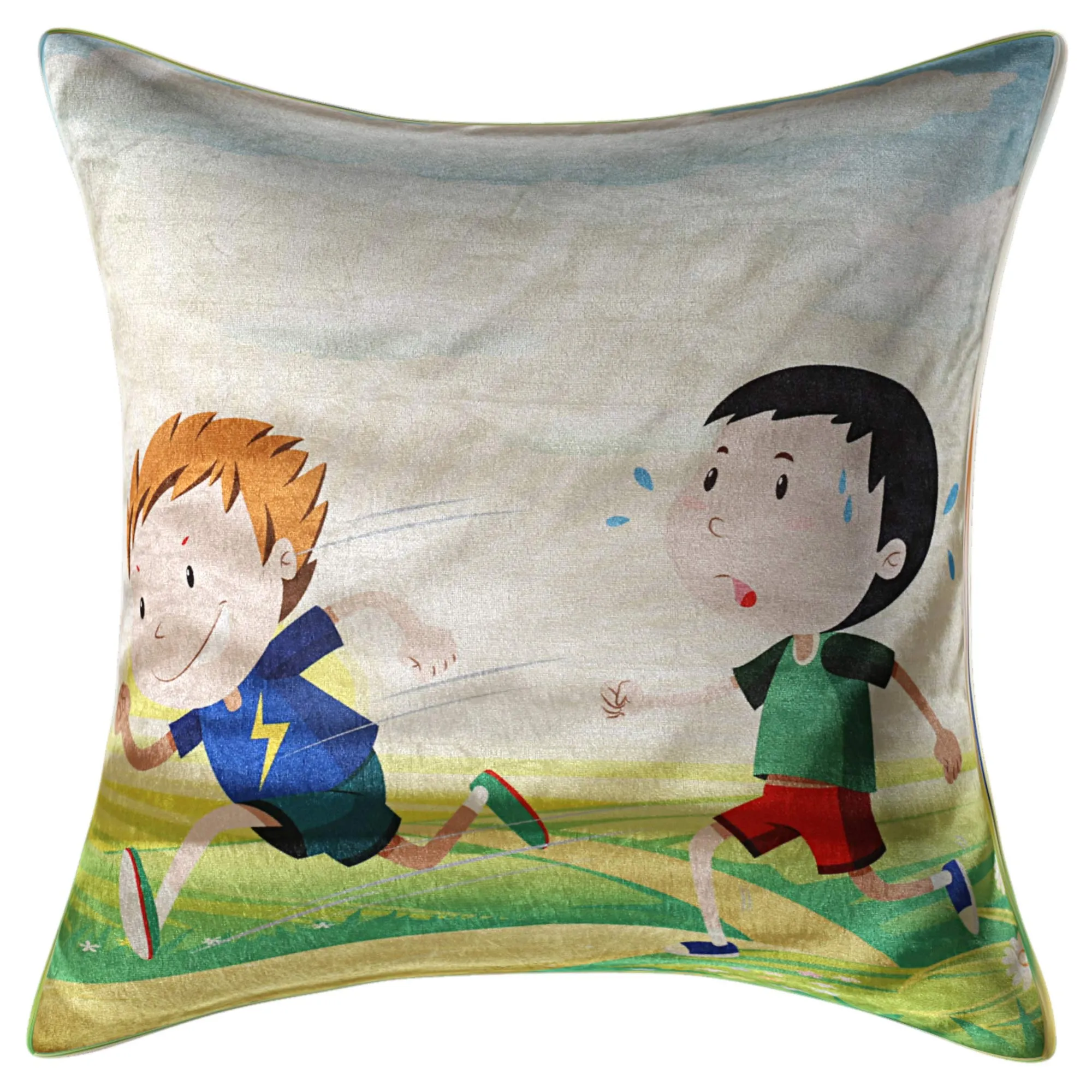 Kuber Industries Playing Kids 5 Piece Velvet Cushion Cover - 16"x16", Multicolour
