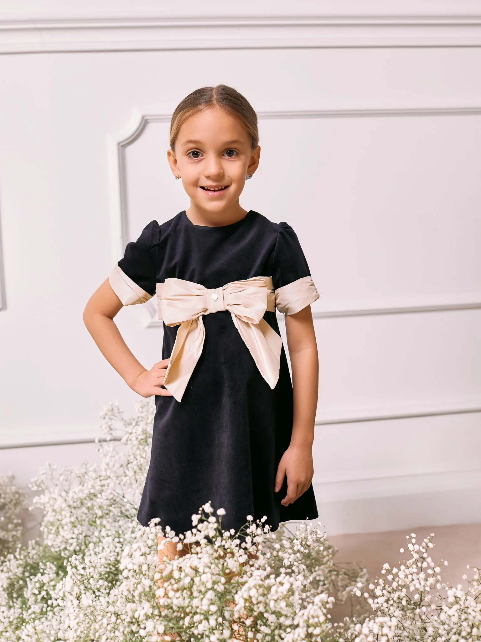 Patachou Black Velvet Bow Dress